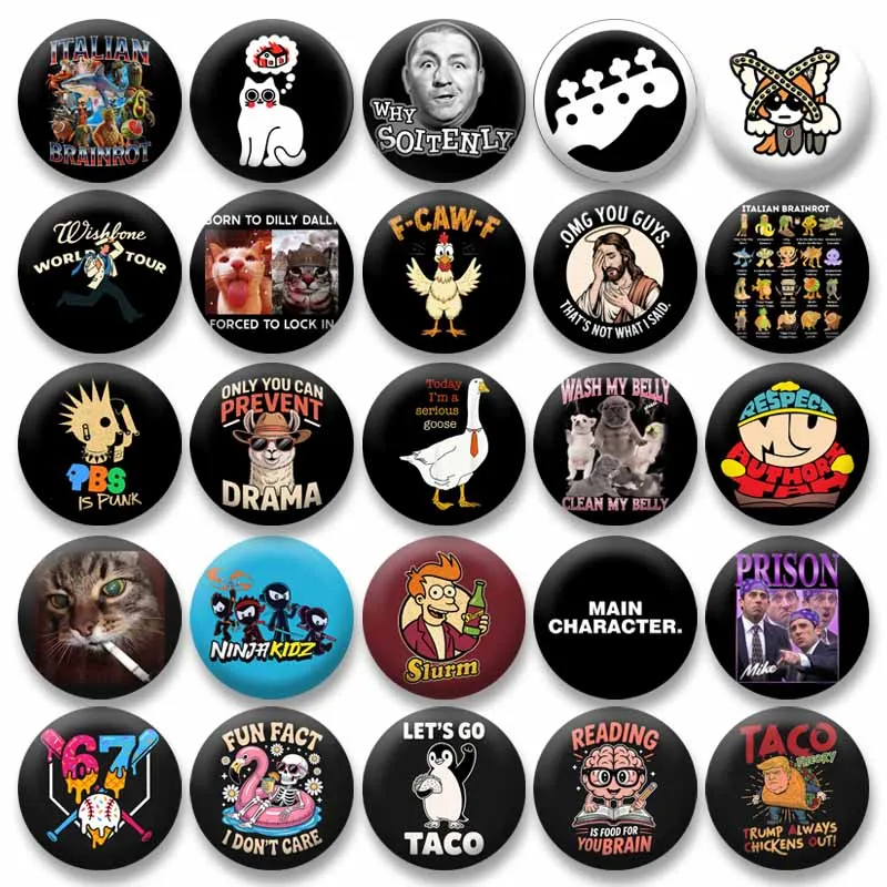 

Creative Cool DJ Cat Button Brooch Italian Brainrot Enamel Pin DIY Backpack Hat Collar Coin Badge Accessories Funny Jewelry GIft