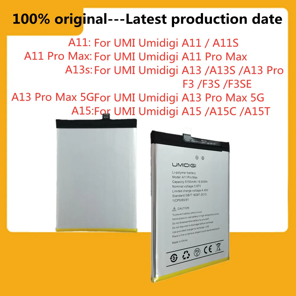 Nowa Oryginalna Bateria Do Telefonu UMI Umidigi A11 Pro Max A11Pro Max A11S A13S A13 Pro Max F3 F3S F3SE A15 A15C A15T