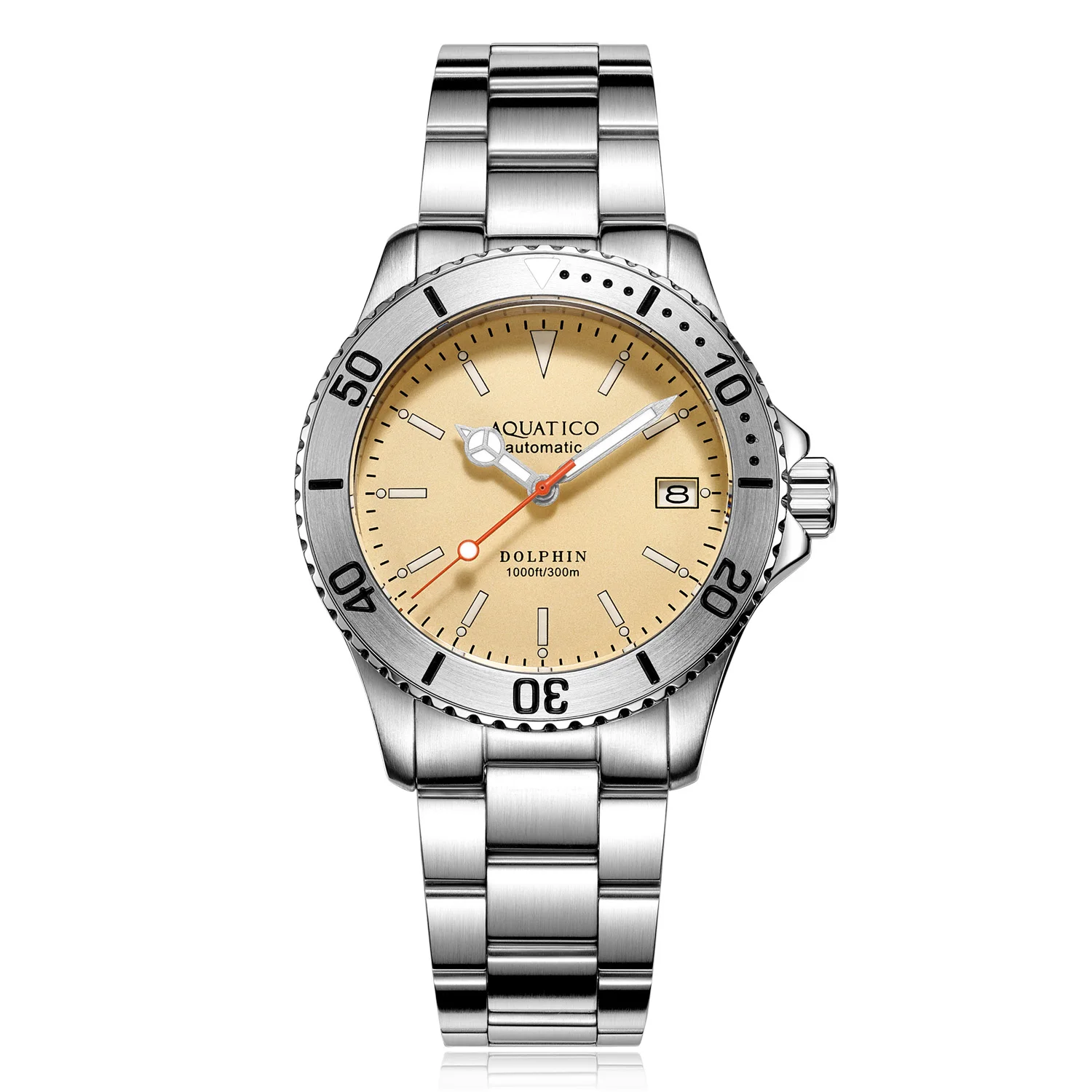 Aquatico Dolphin Automatic Dive Watch Cream Dial (NH35)