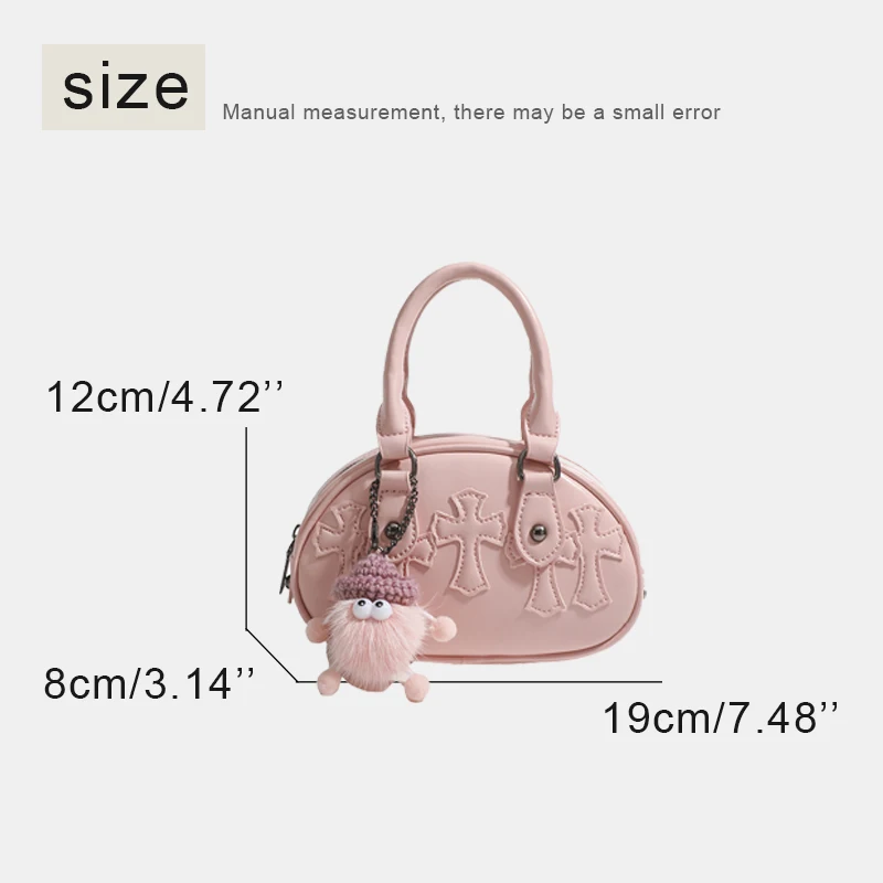 Korean Casual Shell Bags For Women Luxury Designer Handbag Purses 2023 New In PU Leather Top Handle Mini Shoulder With Ornaments