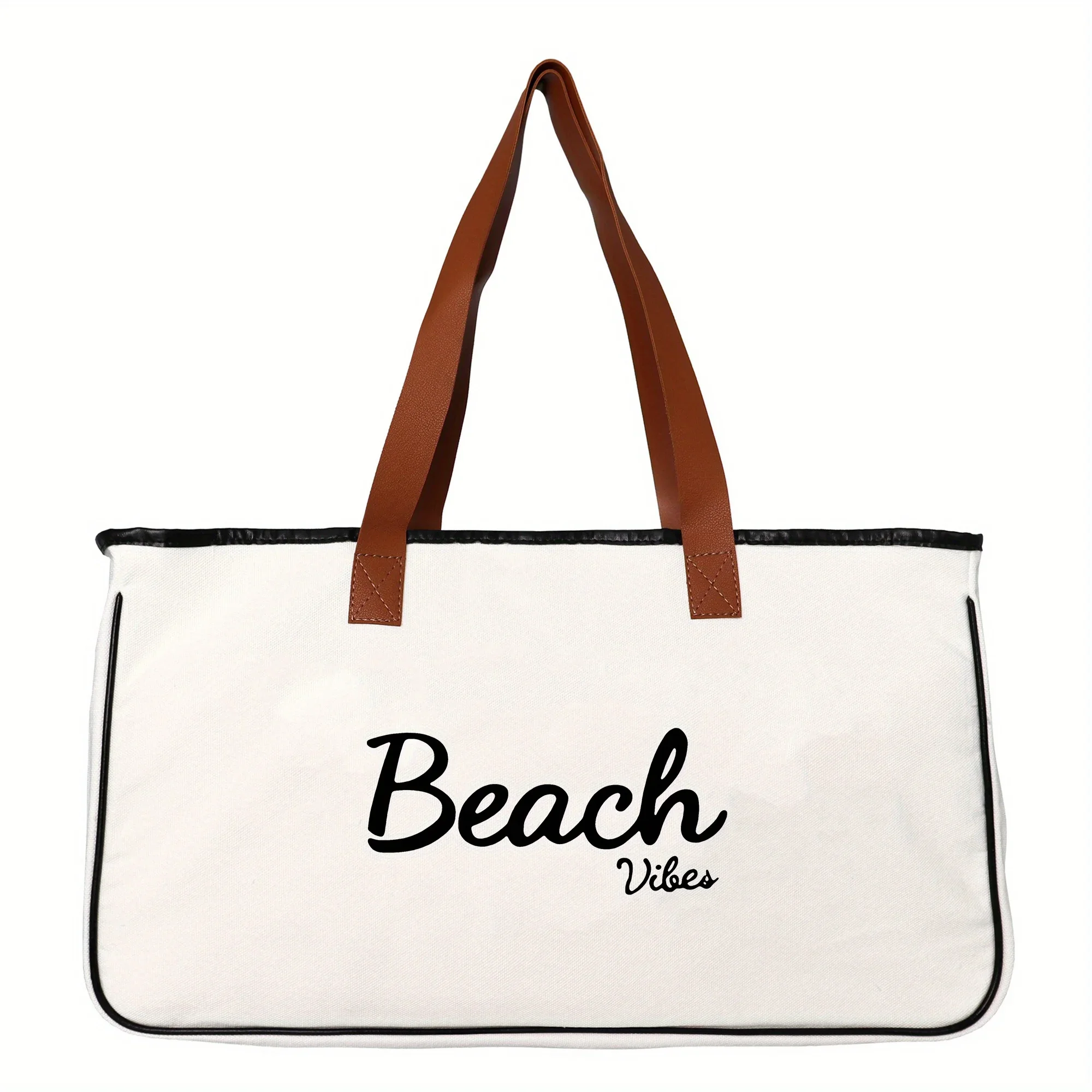 حقيبة كتف قماشية ذات سعة كبيرة ، هدية إبداعية ، طباعة أمامية للشاطئ ، حقيبة حمل ملونة ، كل مباراة ، كاجوال