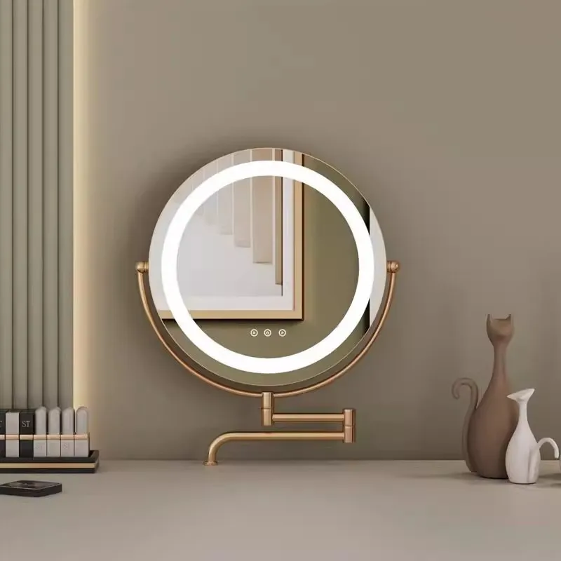 Retractable folding rotating vanity mirror multifunctional dresser high definition led lamp foldable light luxury
