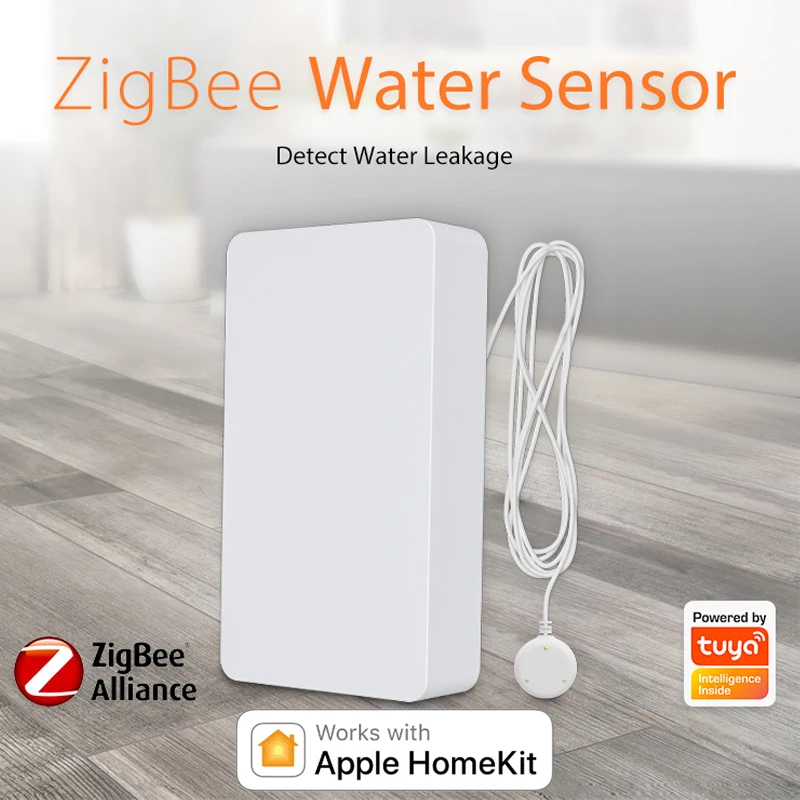 Homekit and Tuya Zigbee Water Leak Sensor Wireless Flood Detector For Alarm System Smart Home Works with Homekit Gateway