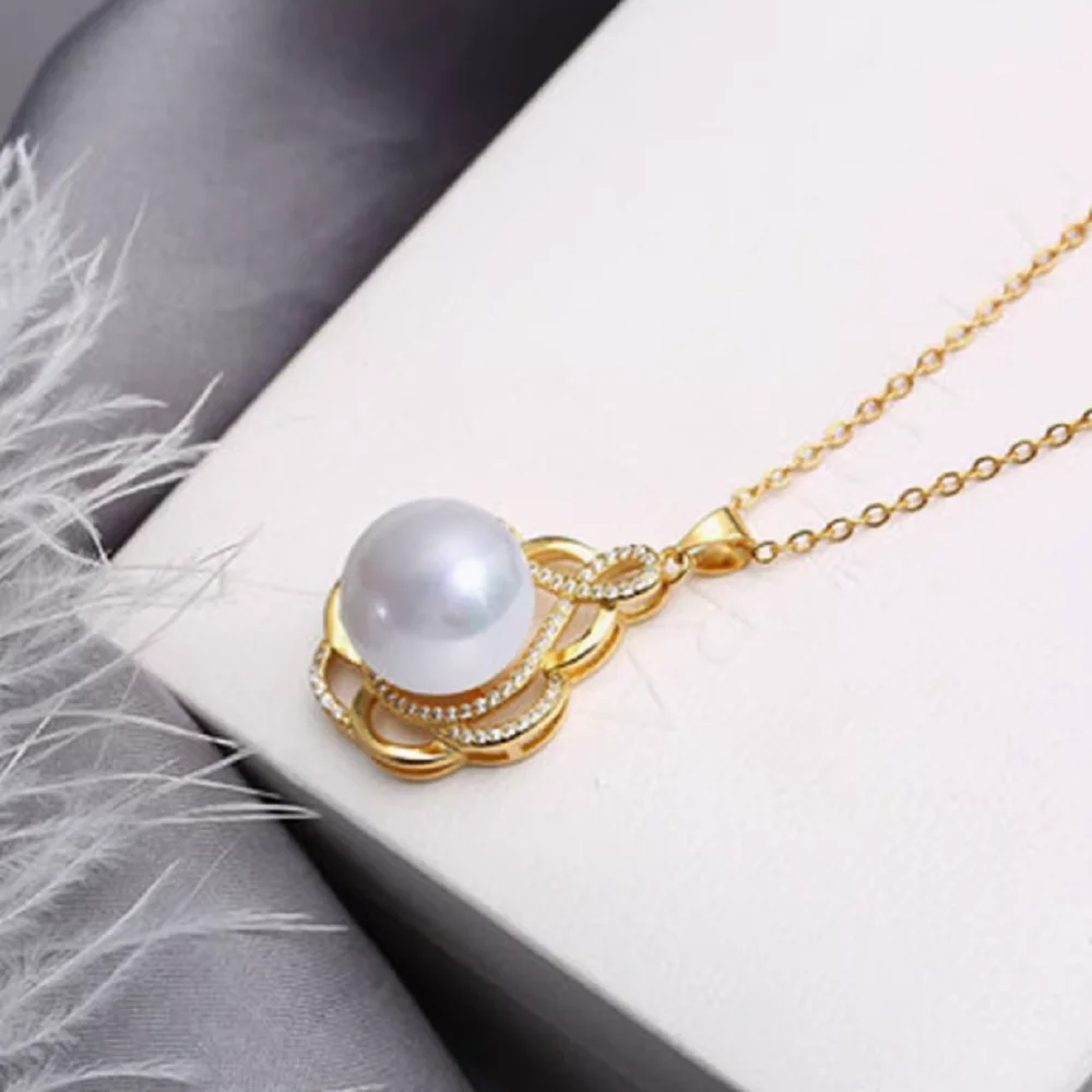 2024 New Pearl Pendant AAA10-11mm Pearl Pendant Nanhai Gold Pearl Pendant 925s 18inch