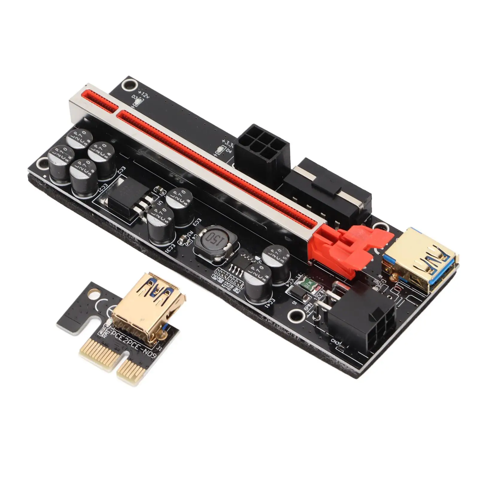 PCIe Riser Adapter Card 1X to 16X | Easy 4 FP Capacitor Operation | High Conversion Efficiency | PCI Express Riser