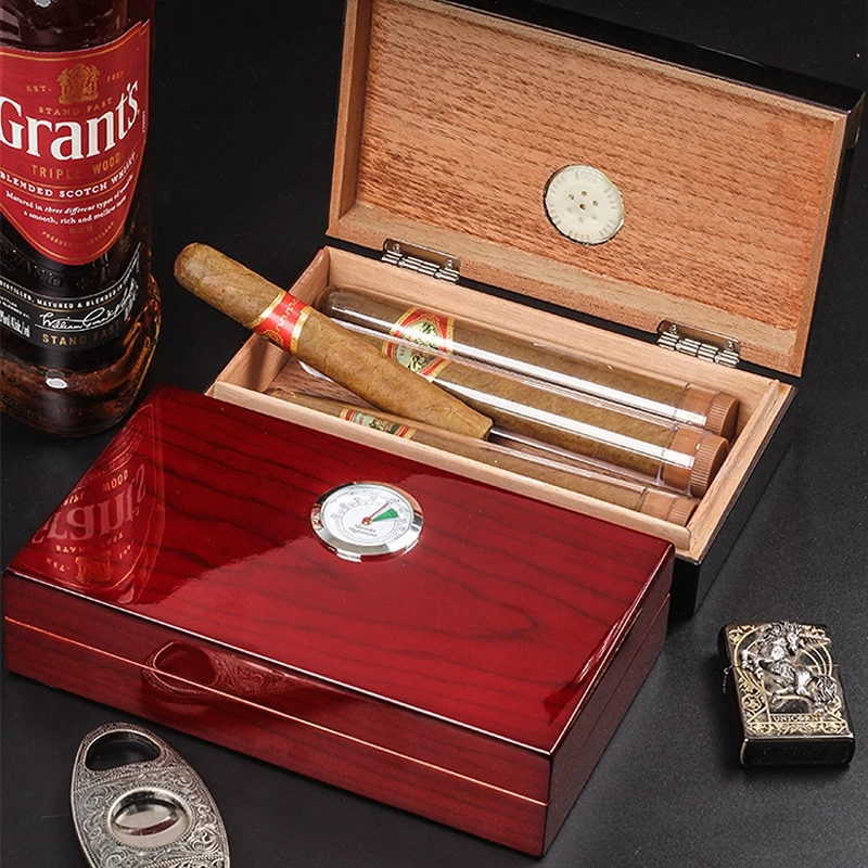 Cedar Wood Cigar Humidor Box Case Portable Cigar Box Case Humidifier Hygrometer Cigar Humidor Sigaren Box Cigar Storage Box Case