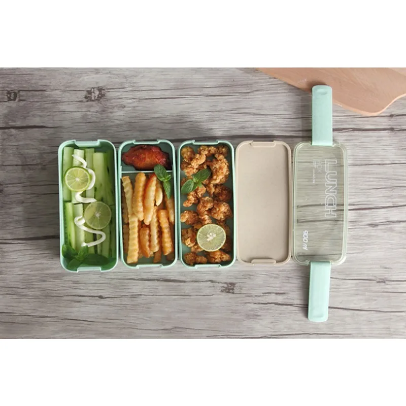 Separate Lunch Box Portable Bento Box Lunchbox Leakproof Food Container Microwave oven Dinnerware for Students