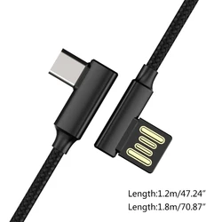 2023 New Double-Sided Reversible Plug Type-C USB Data Cable 90 Degree Elbow Line for Fast Charging on Mobile Phones 1.5M 1.8M