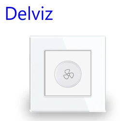 Delviz Glass Panel Knob Switch, 86mm Adjusting brightness controller,AC 110-250V, Wall mounted, Ceiling Fan Speed Control Switch