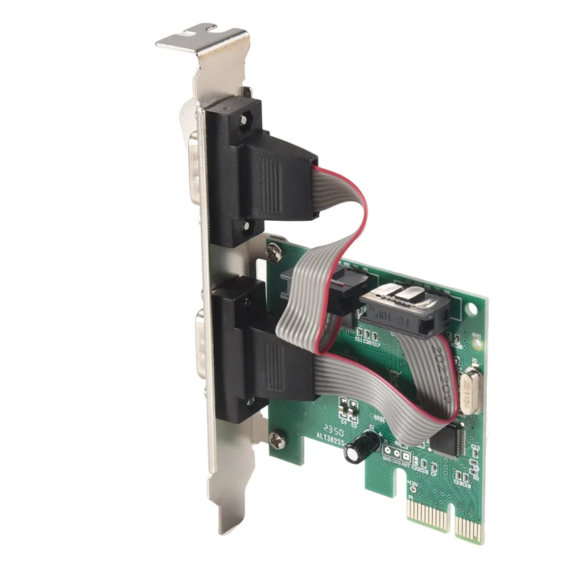 

New!!PCI Express 2 Ports Serial RS232 Com Db9 Controller Card PCI-E 1.0 X 1 WCH382 Chip With Low Profile Bracket