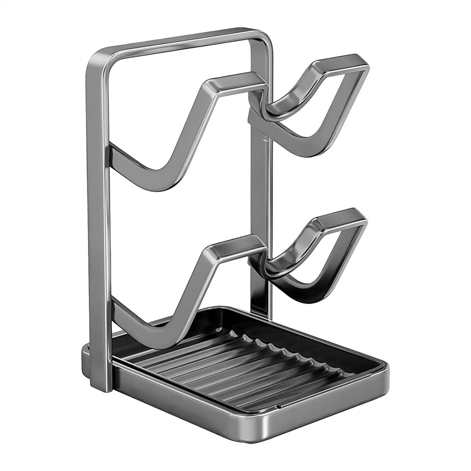 1PC Double Layer Pot Lid Rack Non-slip Large Capacity Cutting Board Holder Draining Kitchen Storage Rack Cutting Board Storage