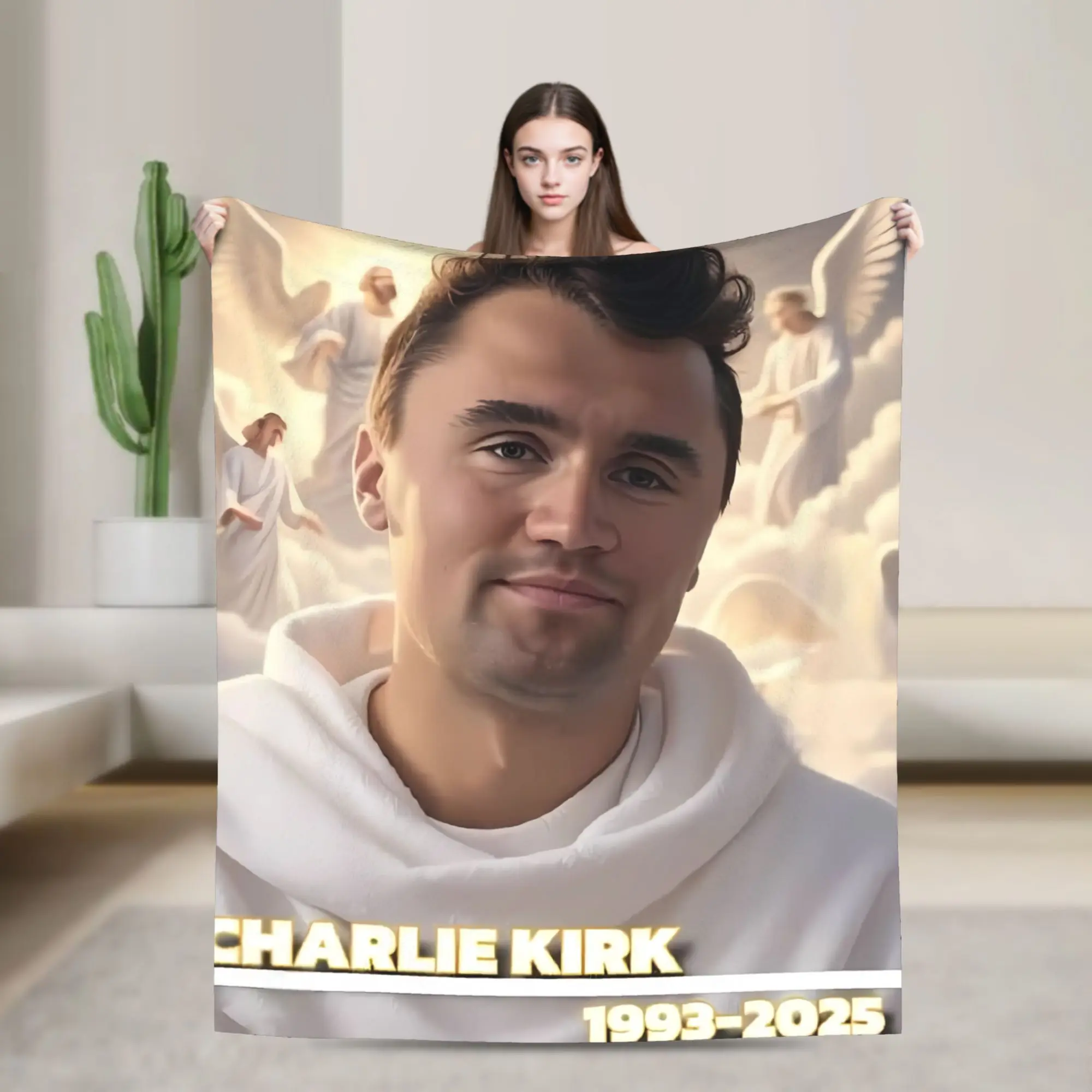 Charlie Kirk Angelic Advocate Soft Blanket  Camping Plush Throw Blanket Comfortable Couch Bed Flannel Bedspread Sofa Bed Cover