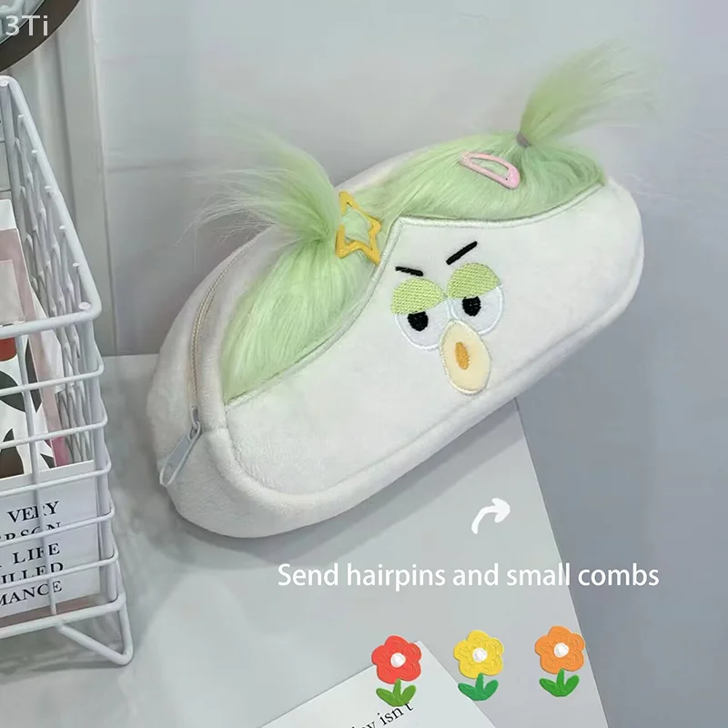 Big Mouth Girl Cartoon Inspired Large Capacity Plush Pencil Holder, Perfect for Stationery Storage and School Gift