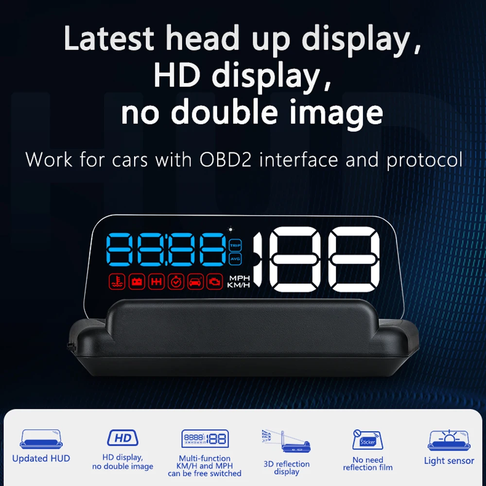 New C500 Head Up Display OBD Car Folding Display Portable HD HUD Speedometer Water Temperature Voltage Meter Car Accessories