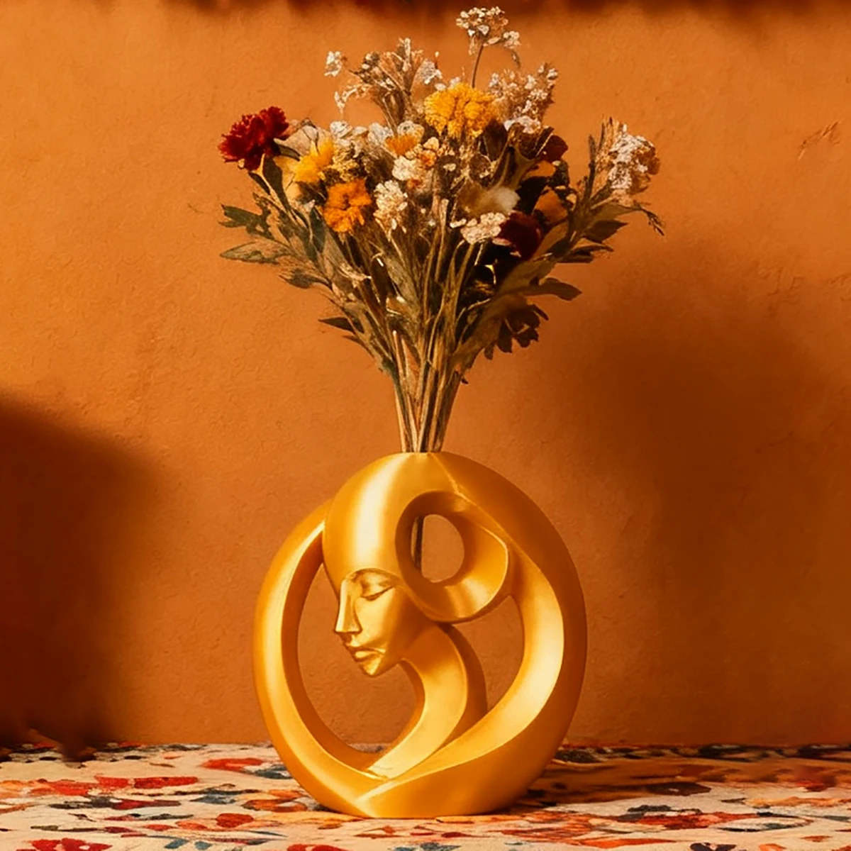 Cross-border Artistic Human Face Ring Vase, Minimalist Light Luxury Design, Suitable for Overseas Modern Minimalist Home Decorat