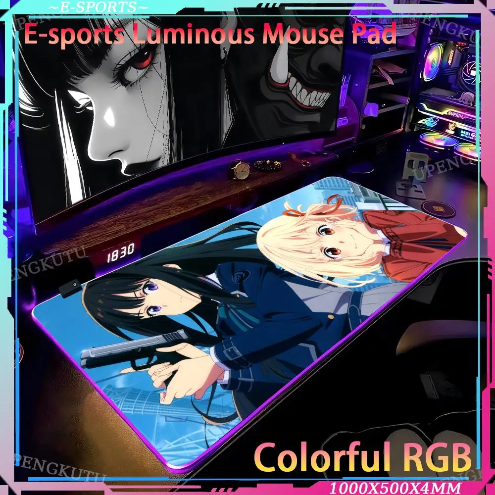 

Mouse Cute desk accessories Gaming keyboard pad Game console mechanical L_lycoris_Recoil desk Pad RGB game mouse pad