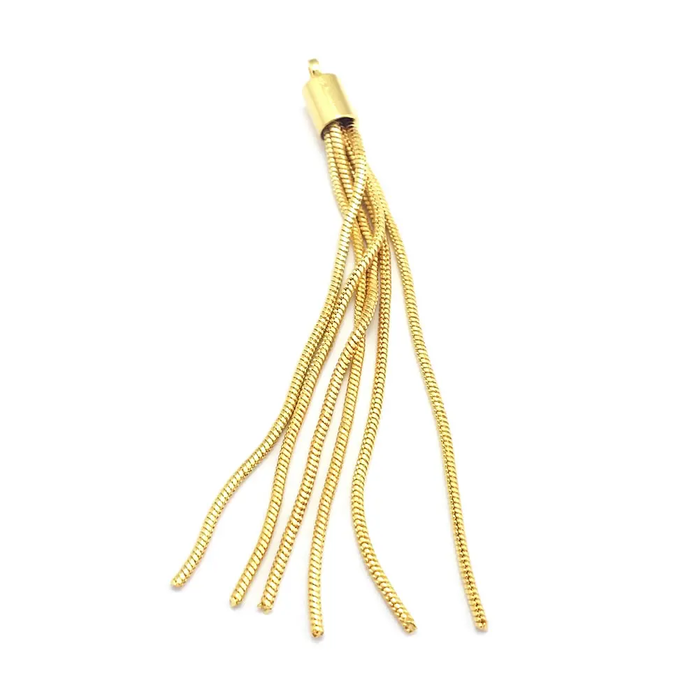 Full Length 45MM 58MM 63MM 24K Gold Color Brass Tassel Charms Pendants Jewelry Earrings Making Supplies Diy Findings Accessories