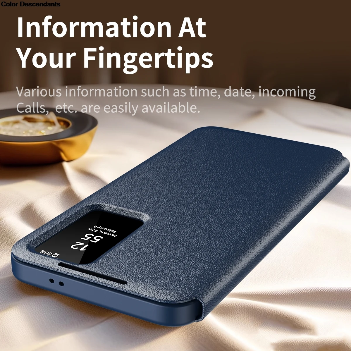 Смарт-приложение с видом на окно, откидная крышка для Samsung Galaxy S24 Ultra S24+ S24Plus, кожаные чехлы, откидывающиеся, ответ на звонки, сон, пробуждение
