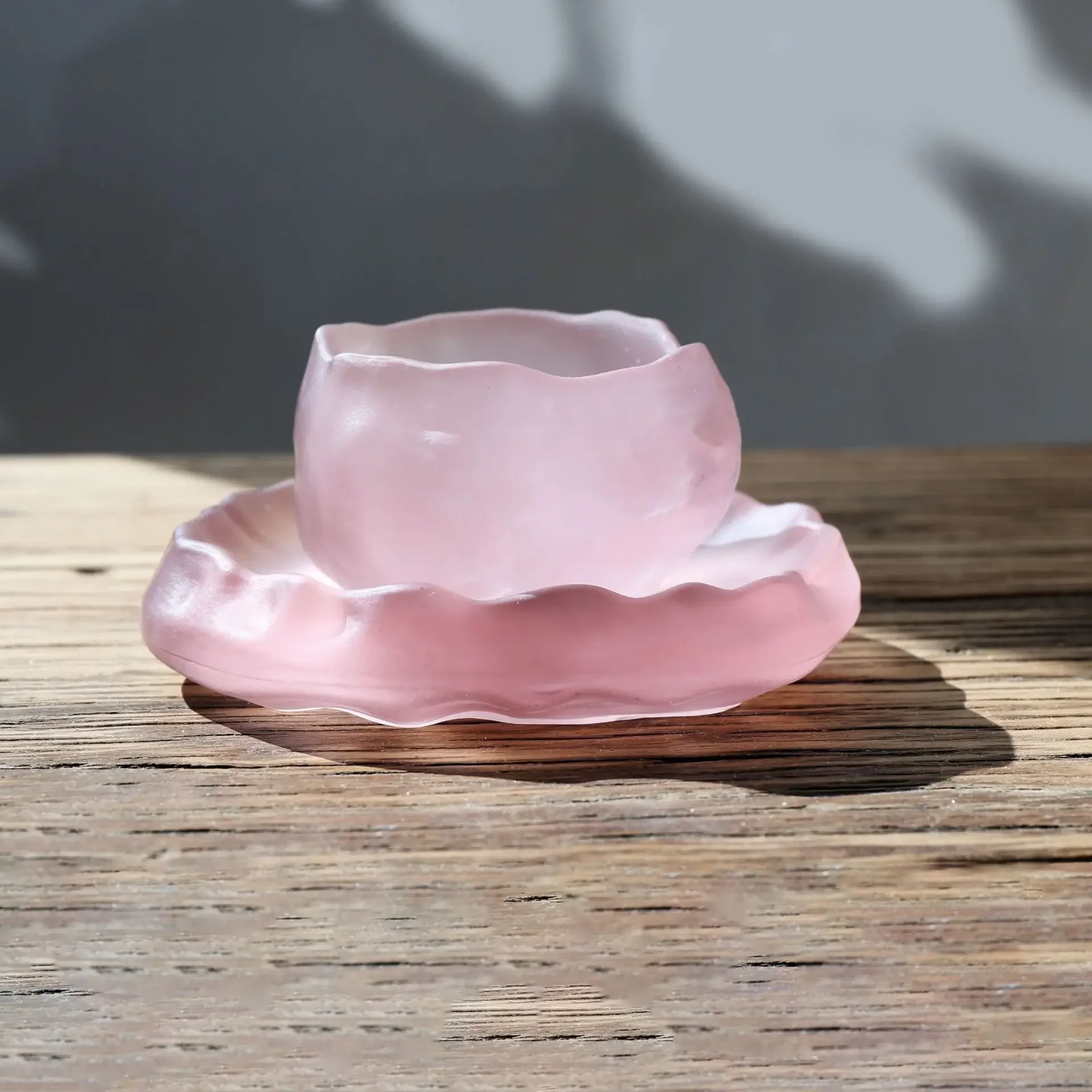 pink cups with handmade glass Japanese-style first snow master cup pink tea cups Kung Fu cups  bubble tea cup  tea cup