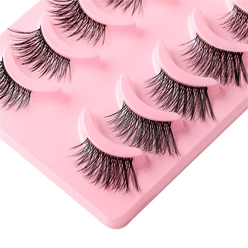 Half Lashes Natural Look Wispy Mink Lashes Fluffy-Fake Eye Lashes แพ็ค 5 คู่