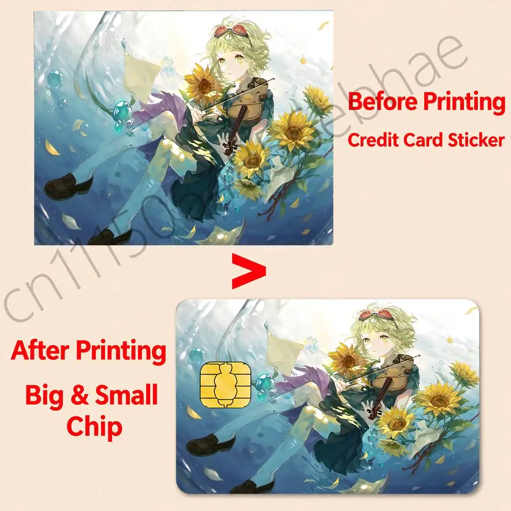 FOR Megpoid GUMI VOCALOID Funny Shell On Off Ultra Thin No Fade Sticker Skin Cover Film For Debit Credit Card