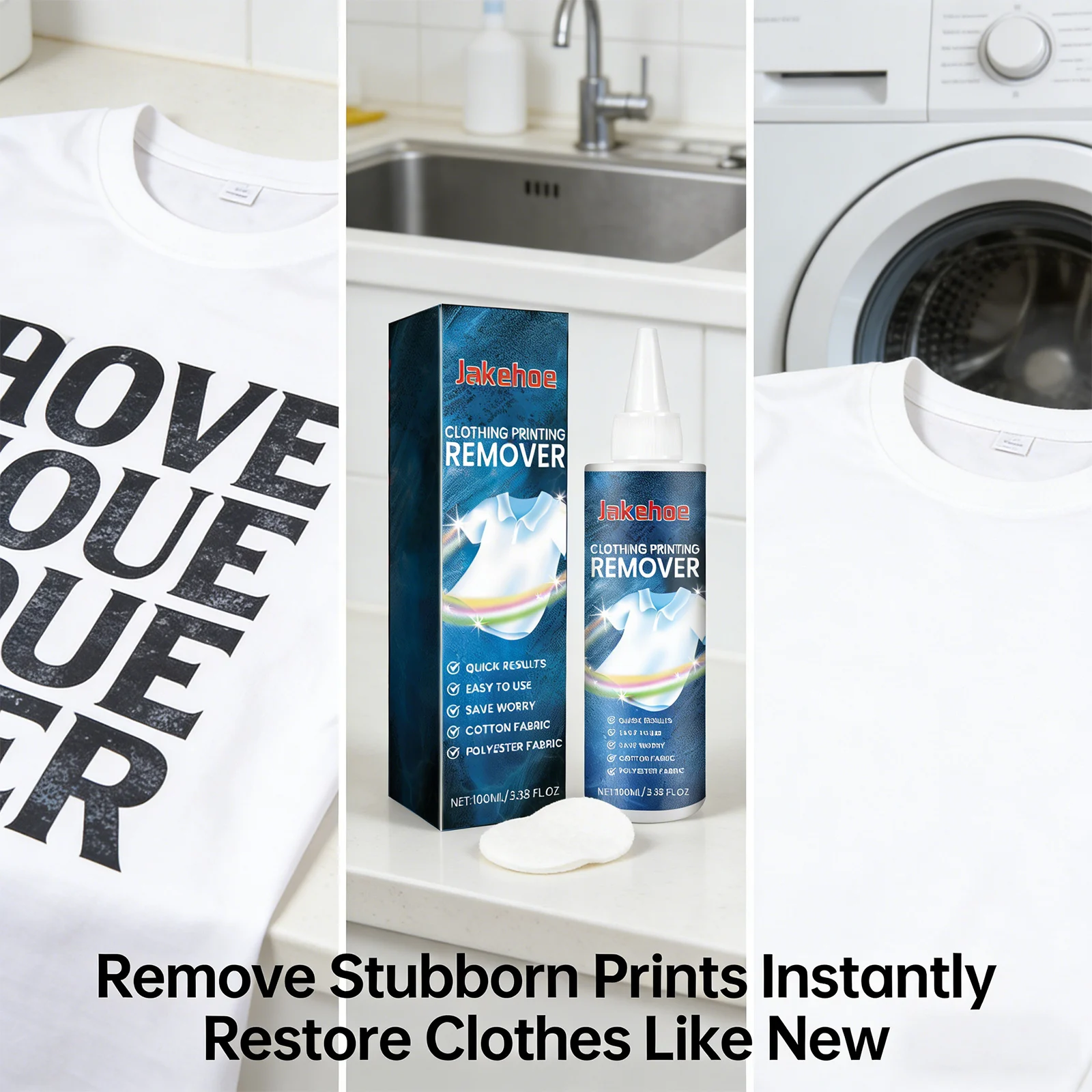 Clothing Printing Remover Effectively Eliminate Graphics Sticky Residues Erasing Printed Logos and Stain Clothing Cleaning Agent