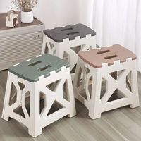 Stool with Handle Lightweight Plastic Foldable Step Stool Home Outdoor FishingChair Simple -slip Convenient and Easy To Carry