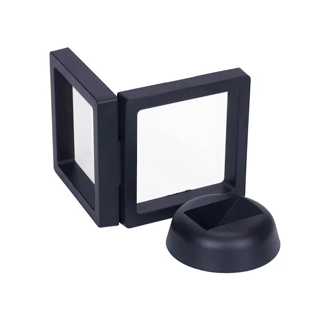 1PC Diamond Display Stand 7x7cm White Black Box Coin Collection Decoration Ring Earring Showing Holder Gemstone Storage Gift Box