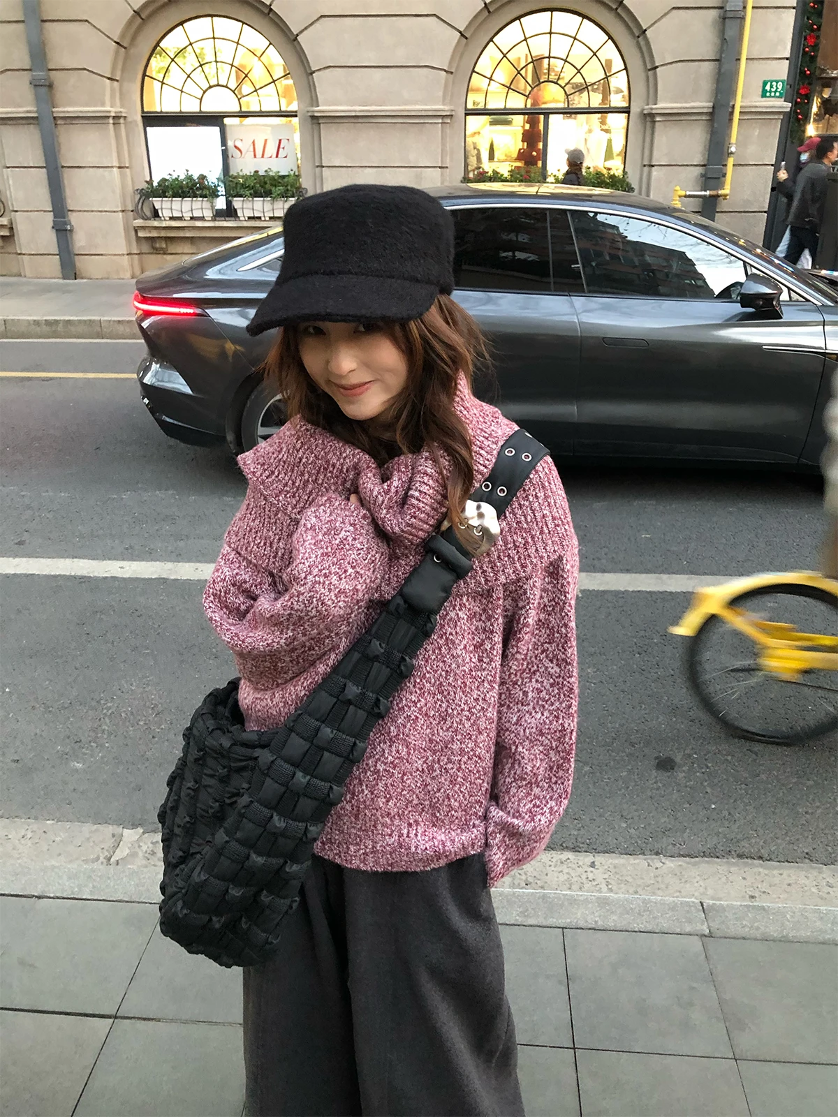 

New 24 Endl Detachable Netie Two-Way Design Loose Knitted Sweater for Women Red Color Commute Sle High Collar Long Sl...