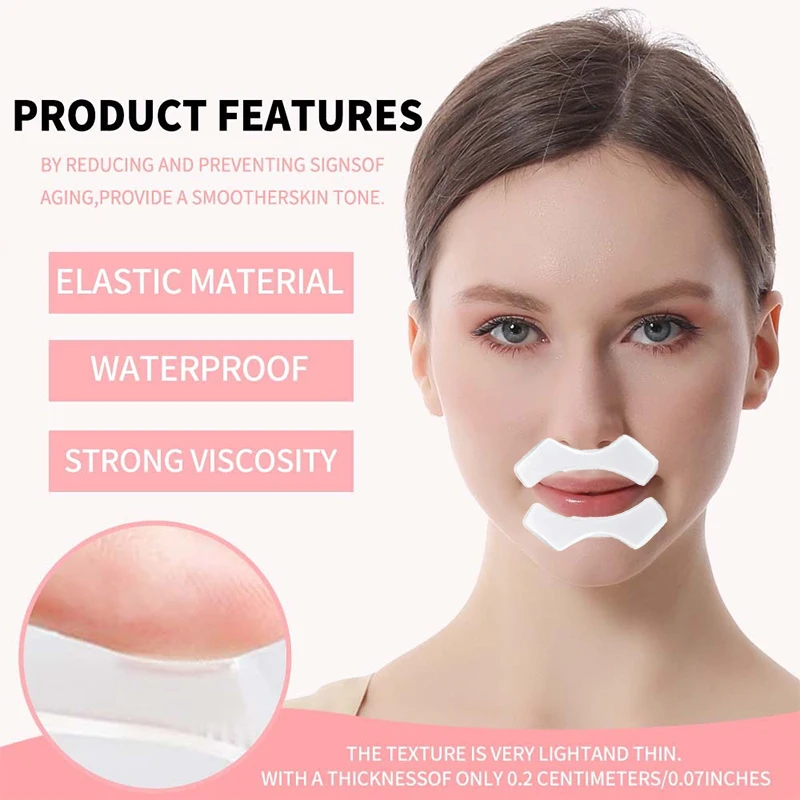 2 pçs anti-rugas lábio e sorriso linha almofada reutilizável gel de silicone anti-envelhecimento colágeno remendo de levantamento facial evitar rugas labiais