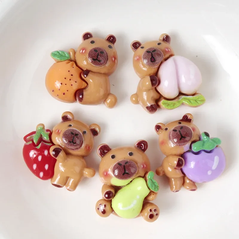 10/100pcs Resin Accessories Cartoon Hug Fruit Bear Patch DIY Handmade Material Mobile Phone Case Patch Children's Hair Hairpin