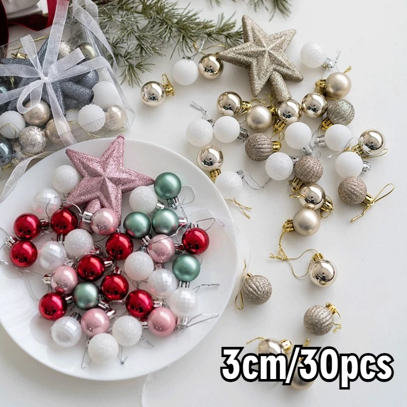 

3 см/30 шт., рождественские шары, елка, верхняя звезда, рождественские декоративные подвесные украшения, маленький размер, подвеска в виде рождественских сфер, новинка 2025 г.