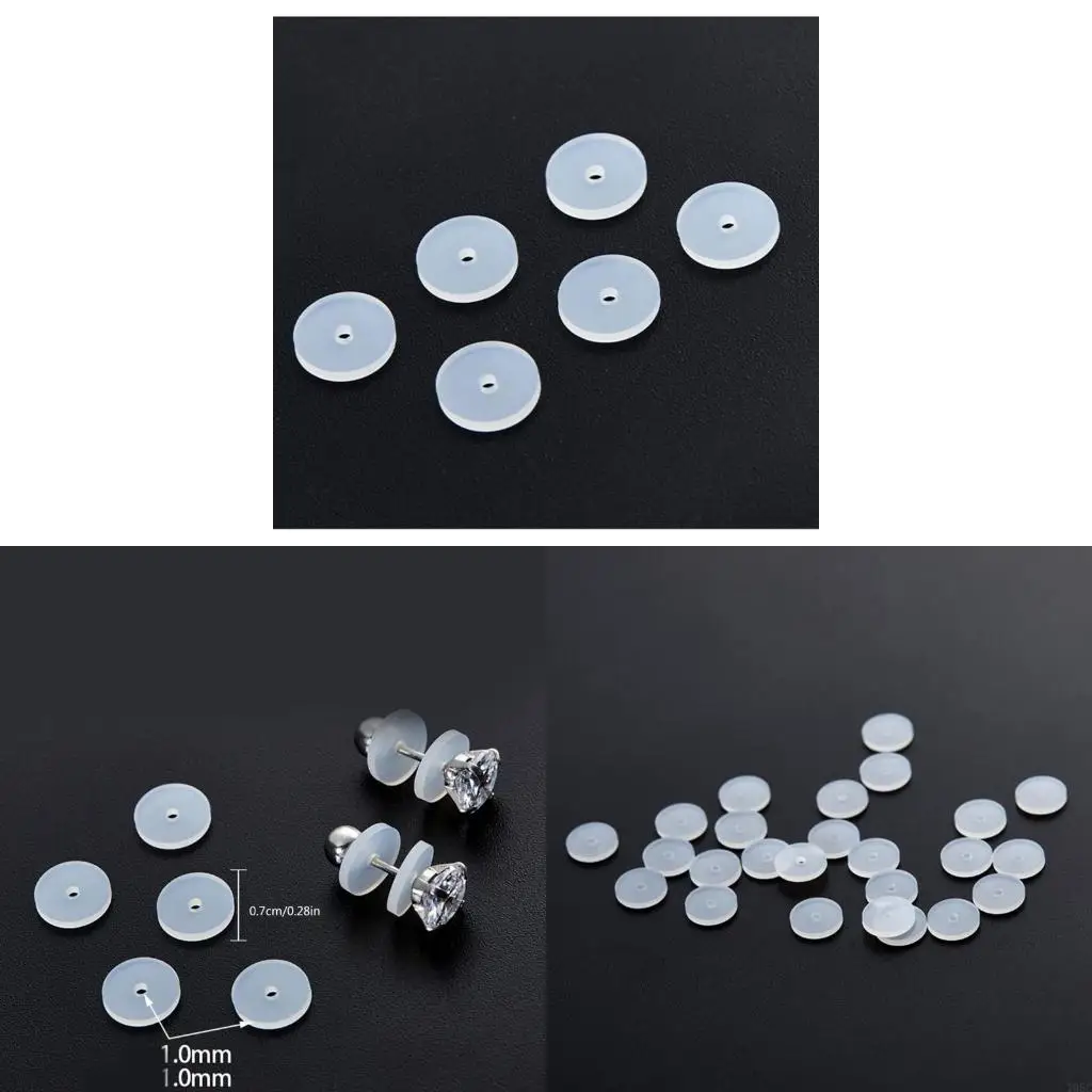 195C Pack of 100 Silicone Earring Plugs Earrings Back Clear Ear Studs Stoppers Comfortable Closures for Heavy Earrings