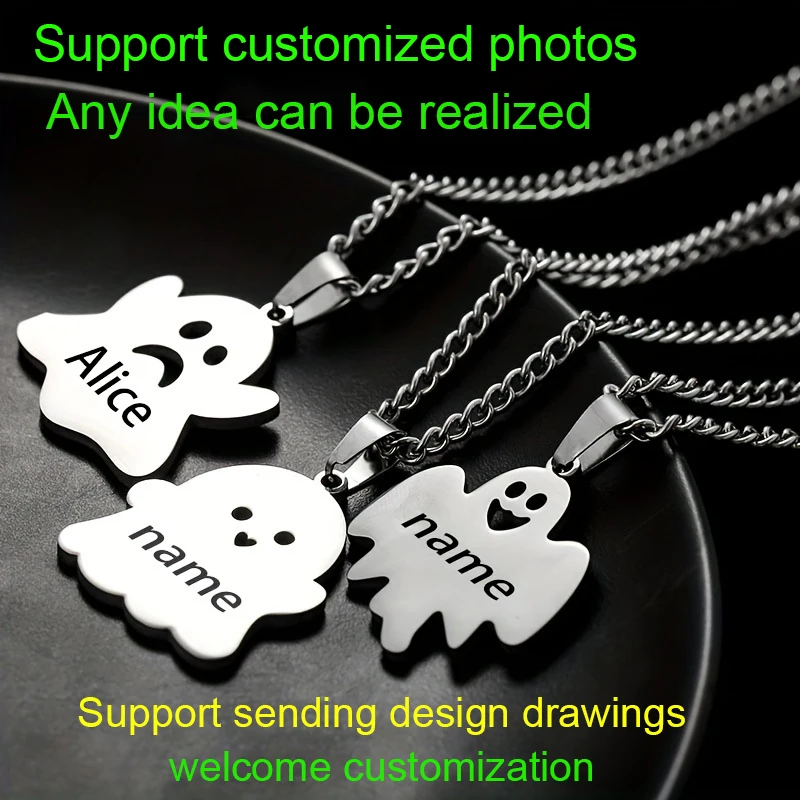 

Personalized Halloween Necklace Support Customized Image Fashionable & Versatile Pendant Suitable For Halloween Party Decoration