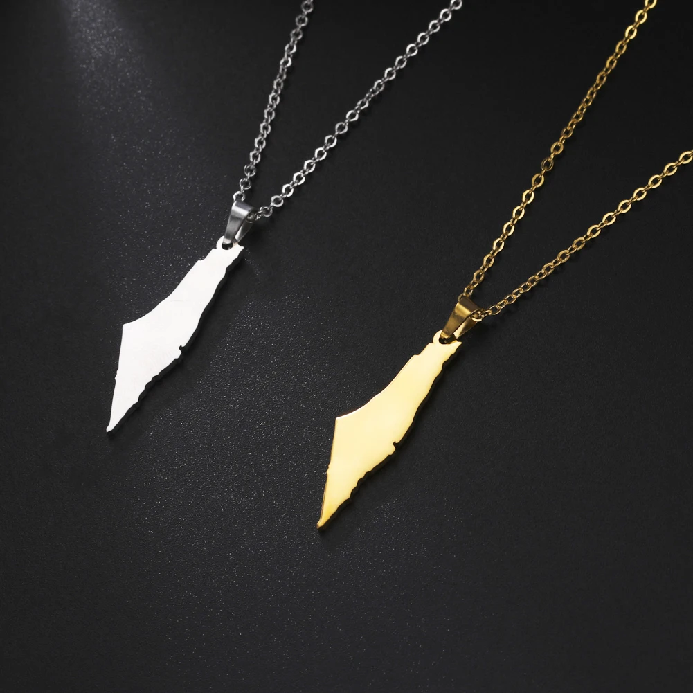 Teamer Israel Map Star of David Pendant Necklace for Women Men Jewish Stainless Steel Necklace Ethnic National Jewelry Wholesale