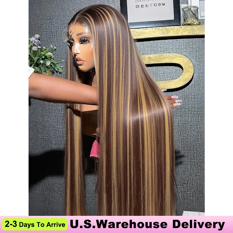 40 50 بوصة تسليط الضوء على أومبير شعر طبيعي مفرود الباروكات 13x6 Hd الدانتيل أمامي 100% باروكة من شعر طبيعي ملونة 250 الكثافة الدانتيل شعر مستعار أمامي