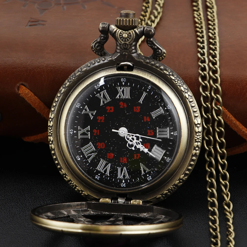 Antique Purple Magic Gem Octagonal Star Quartz Pocket Watch Vintage Fob Chain Necklace Bracelet Pendant Clock Men's Best Gift