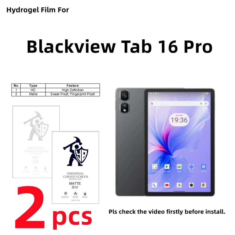 

2pcs HD Hydrogel Film For Blackview Tab 16 Pro Matte Screen Protector For Blackview Tab 16 Pro Clear/Frosted Full Cover Protect