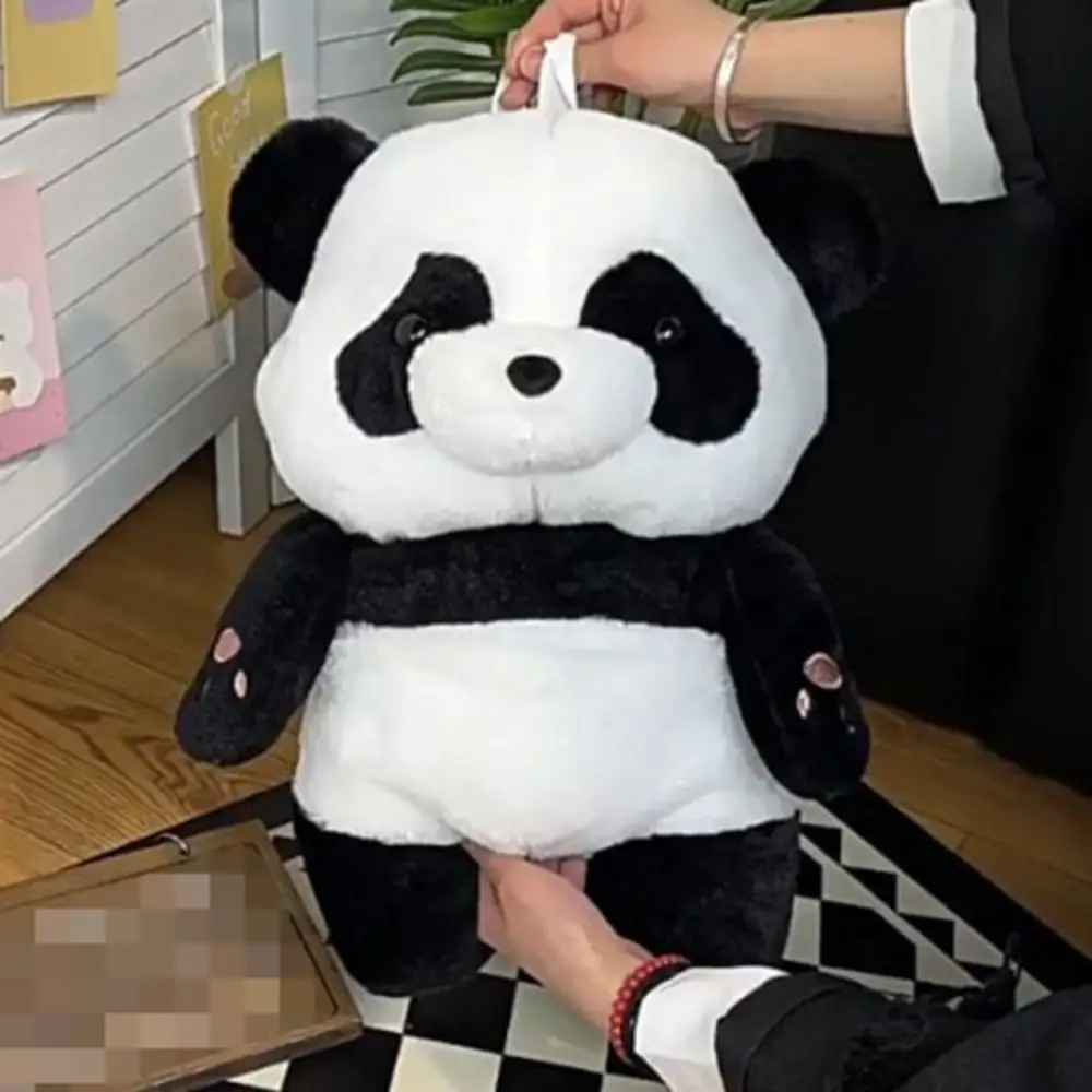 حقيبة ظهر لطيفة على شكل باندا فروي، حقيبة مدرسية ناعمة، حقيبة سفر قابلة للتعديل #1