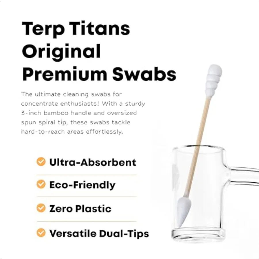 TerpTitans Tamponi di cotone rigidi originali in bambù Punta a spirale da 1200 pezzi per assorbimento massimo e punte a punta fine per spazi stretti Zer