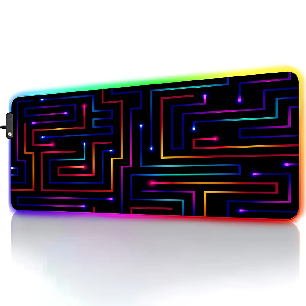Xxl Mouse Pad 900x400 Neon Circuit Maze Setup Gaming Accessories Large Desk Mat Cheap Pc Gamer Cabinet Led Mousepad Deskmat Rgb view 4