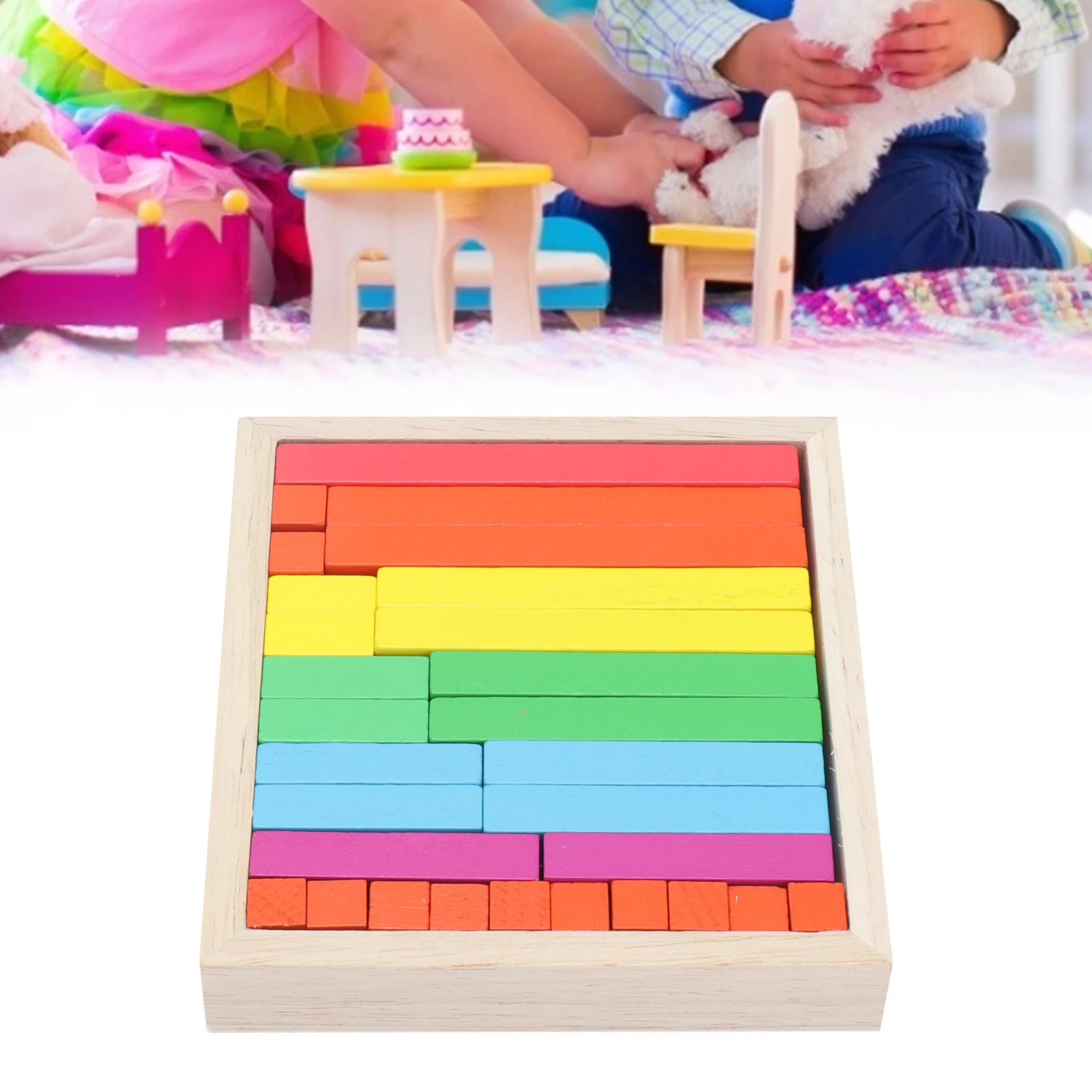 Décennie s arc-en-ciel en bois pour l'éducation précoce des enfants, jouets d'éveil intellectuel, aides mathématiques fuchsia, 3 ans et plus