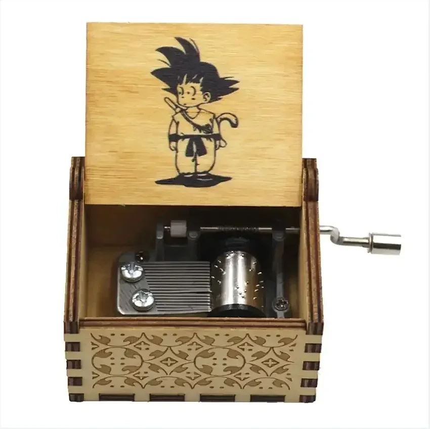 AUF LAGER Hotsale!! Antik geschnitzte Handkurbel aus Holz, einteilige Spieluhr, Dragon Ball-Figur, Weihnachts- und Geburtstagsgeschenk