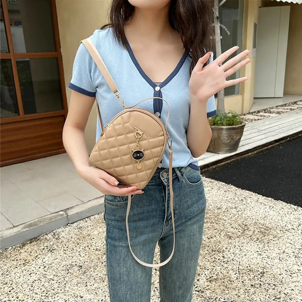 Fashion Small Backpack Women Girls Shoulder Bags Grids PU Leather Bag Mini School Bags Casual Rucksack