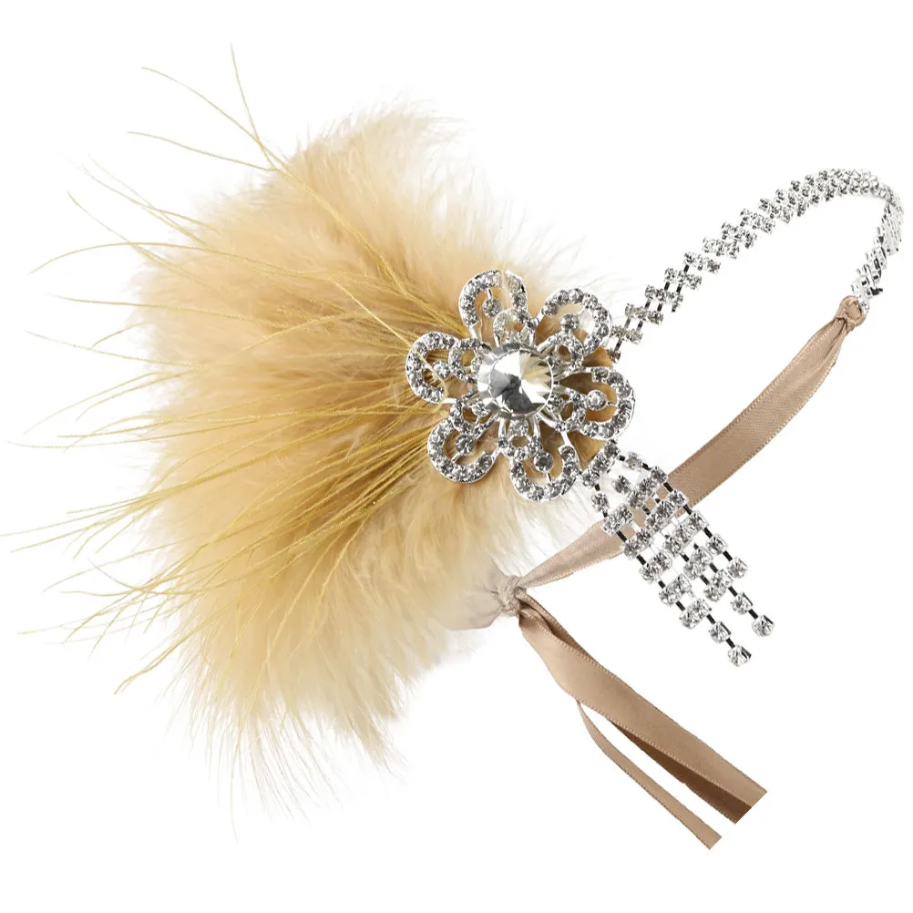Flapper Headband Elegant Lightweight Comfortable Wedding Party 1920S Rhinestone Sparkling Roaring 20S Headpiece