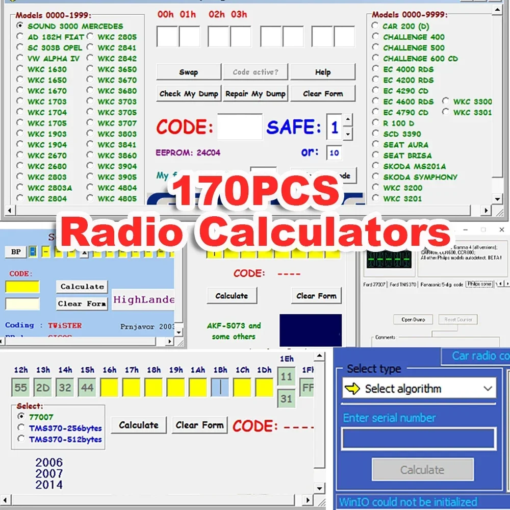 Car Radio Calculators Radio Unlock Code Decode For Skoda For Audi For Benz For Ford Password Audio Decode 170PCS Calculators