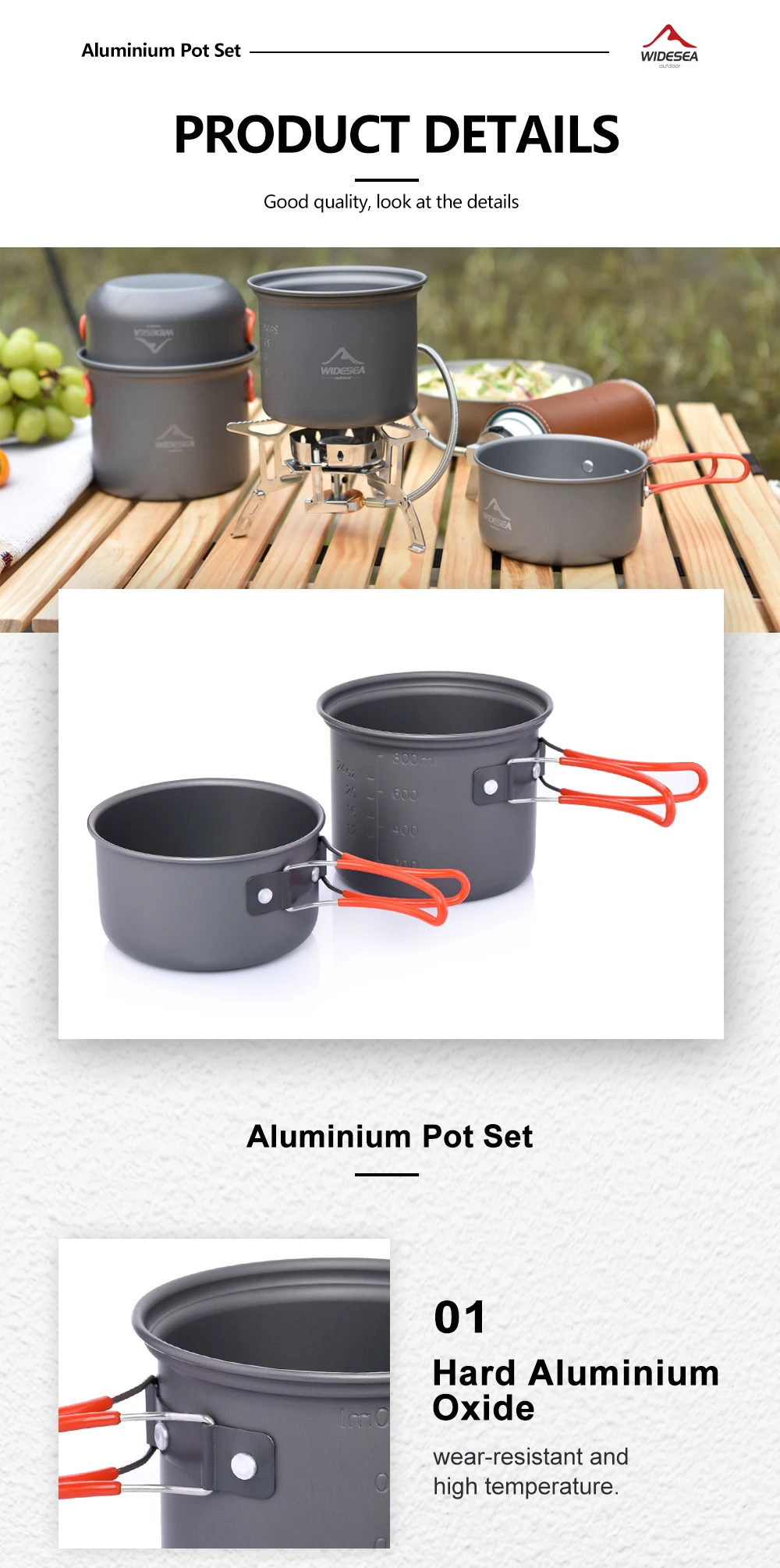 Widesea Camping Tableware Outdoor Cooking Set Camping Cookware Travel Tableware Pincin Set Hiking Cooking Utensils Cutlery