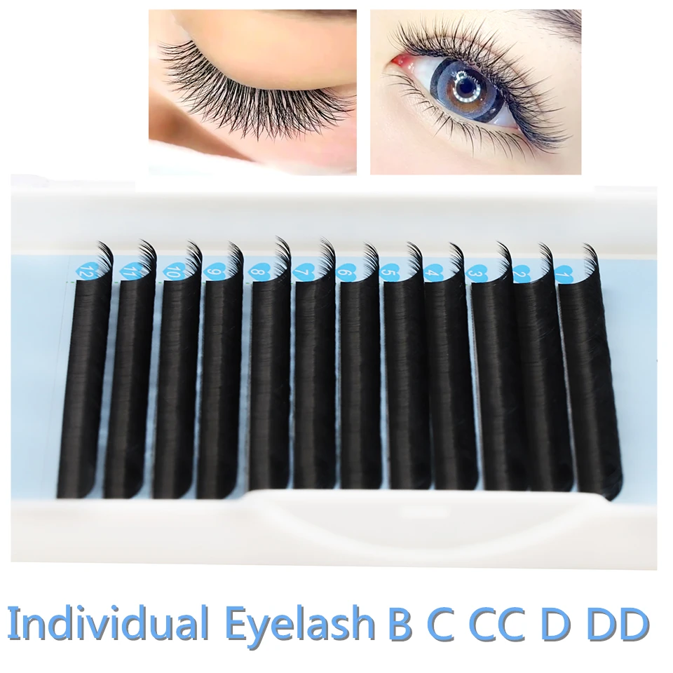 AGUUD Faux Mink Eyelash Extensions Individual Lash False Eyelashes Matte Black Russian Volume Soft Natural Lashes Makeup Cilia