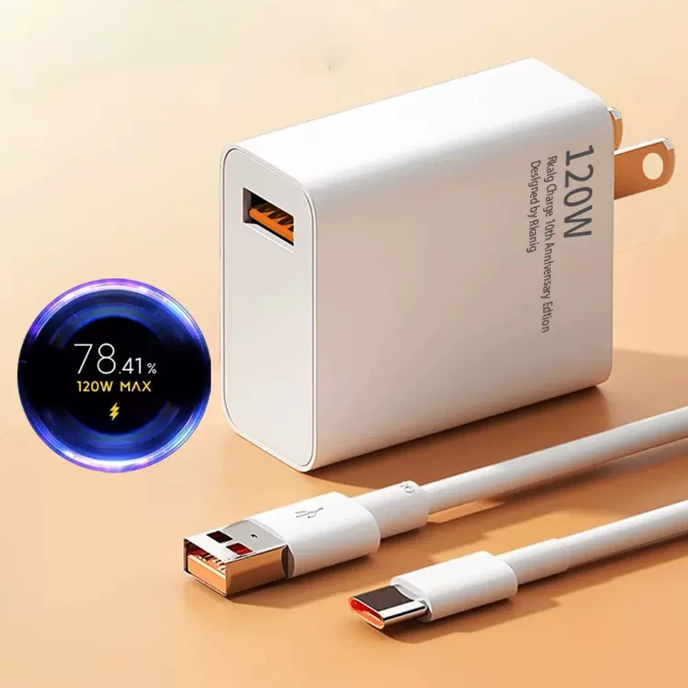 120W Super Fast Charging Cellphone Chargers Suitable for Xiaomi Mi USB Type C Wall Charger Adapter QC3.0 Quick Chargers EU/US/UK