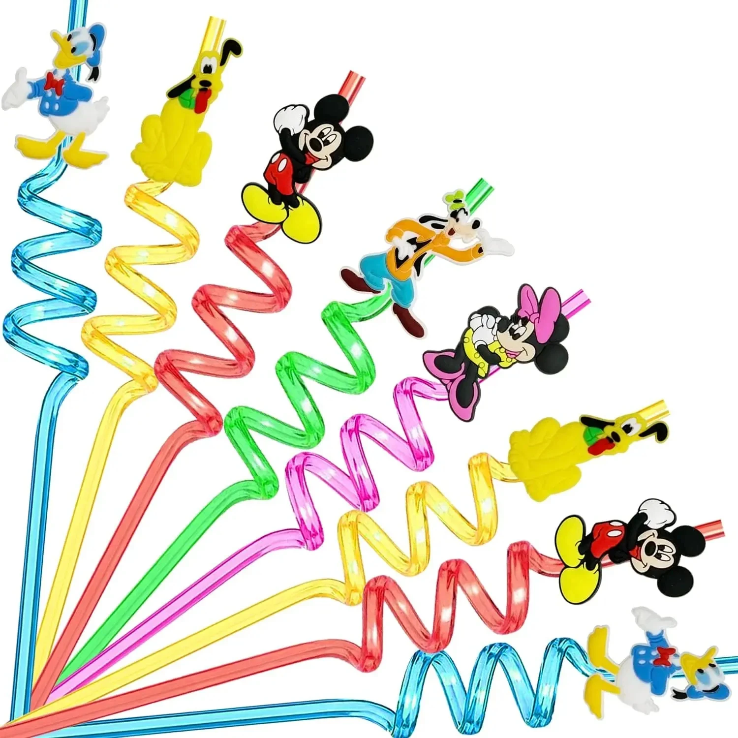 Disney Mickey Mouse Drink Straws Party Supplies Favors Minnie Donald Duck Reusable Straws Birthday Party Supplies Gifts for Kids